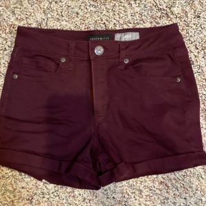 Maroon Jean Shorts
